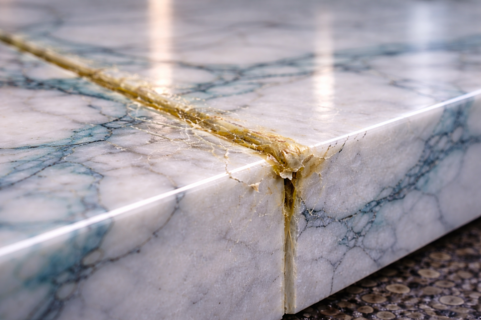 Ошибки при склеивании камня: почему шов желтеет, трескается или «вылазит» после полировки
