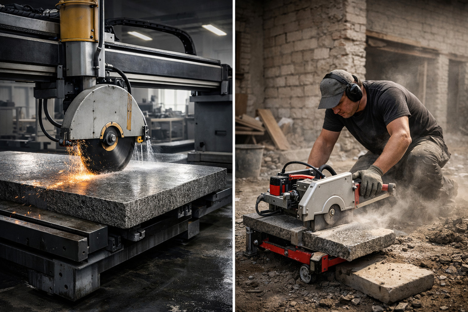 Стационарный или мобильный станок для обработки камня: что выбрать для своей мастерской и выездных работ