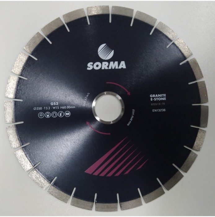 Отрезной диск D350*60/50, H15, гранит, бесшумный, Sorma