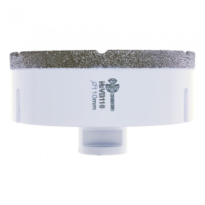 Коронка алмазная по керамограниту 110 мм, М14, Vacuum Brazed